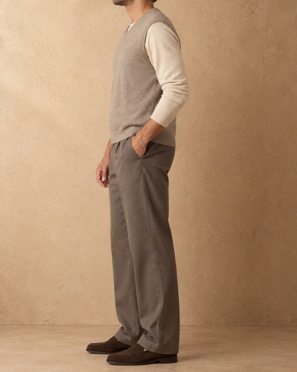 Takhi Cashmere V-Neck Knit Vest, Grey, side view